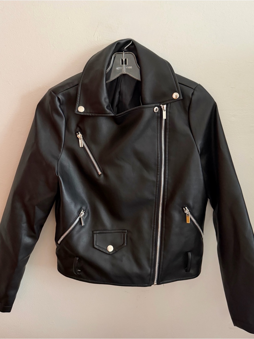 Women's Black Faux-Leather Jacket